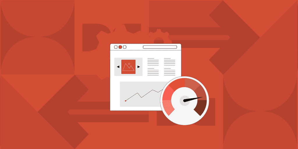 Illustration of a web page displayed on a monitor, with an image slider, text content, and a line graph, accompanied by a magnifying glass focusing on a upward trend. The graphic represents optimizing content for search engines, highlighting the importance of keyword research, on-page optimization, meta tag creation, URL and heading optimization, and technical SEO for enhancing online visibility in search engine results.