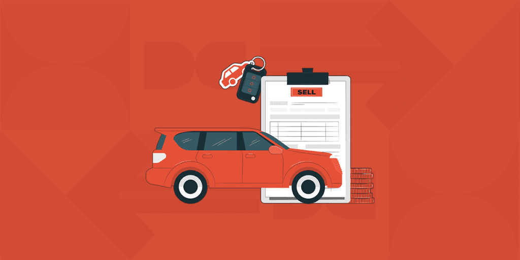 Illustration of 'Tips for Selling or Trading In Your Car', offering strategic advice for owners looking to exchange their vehicles, adding value to dealership blogs.