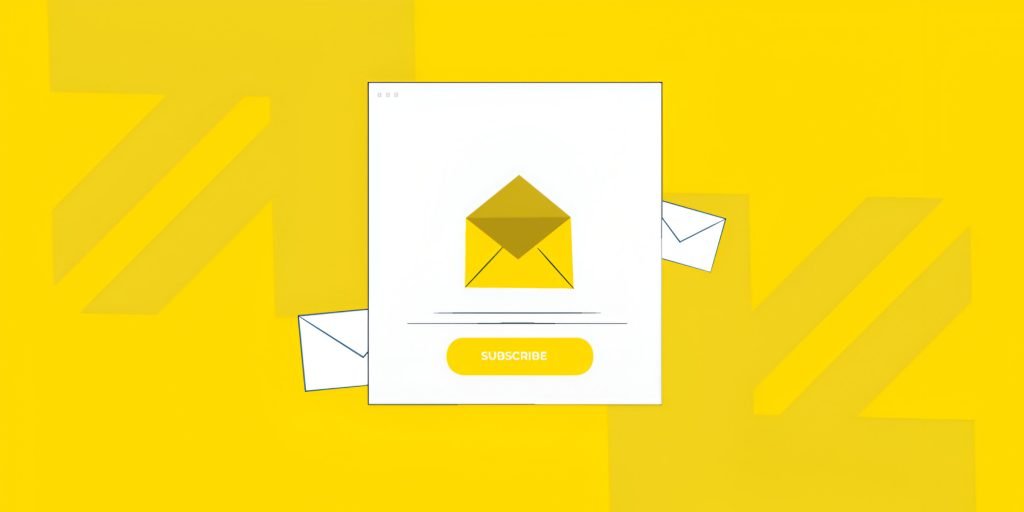Yellow background with an envelope icon on a subscription form that includes a “Subscribe” button.